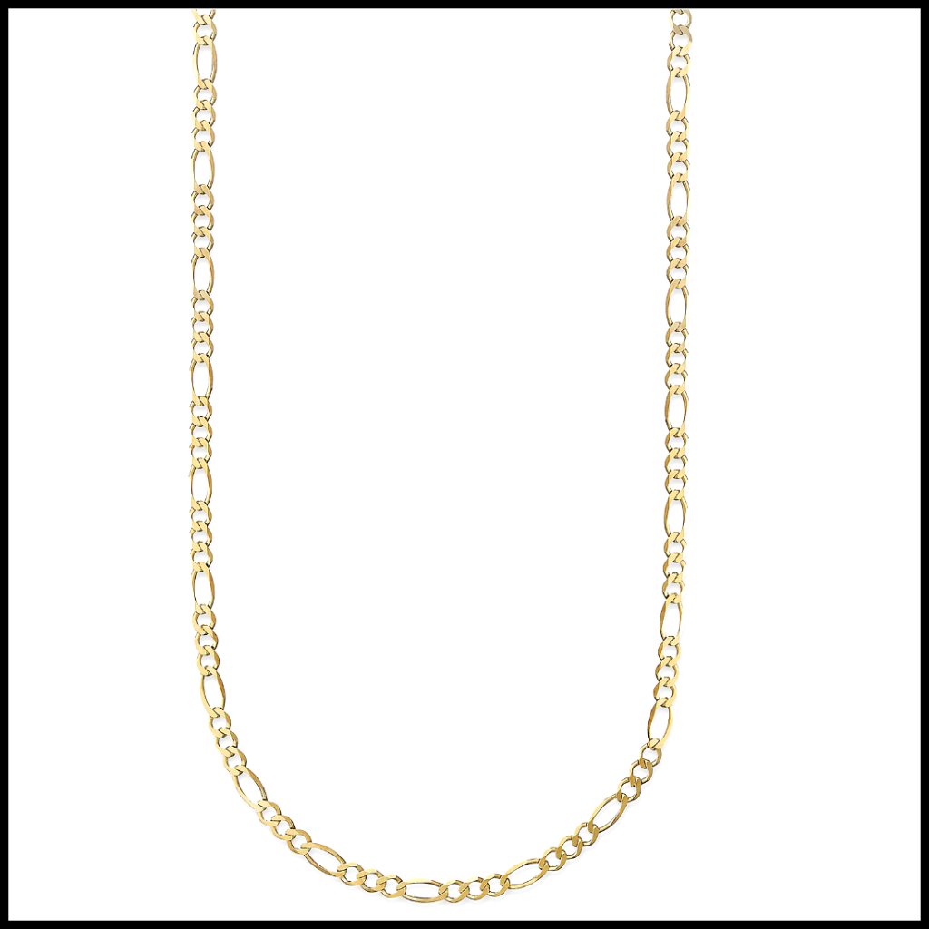 14k Yellow Gold Figaro Chain Necklace Classic Elegant Minimal Fine Jewelry